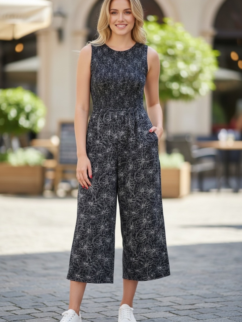 Andrew Marc Women’s Wide Leg Jumpsuit – XL – Black & White – NWT
